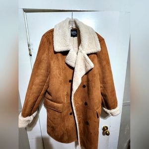 Long, sherpa lined overcoat 3xl